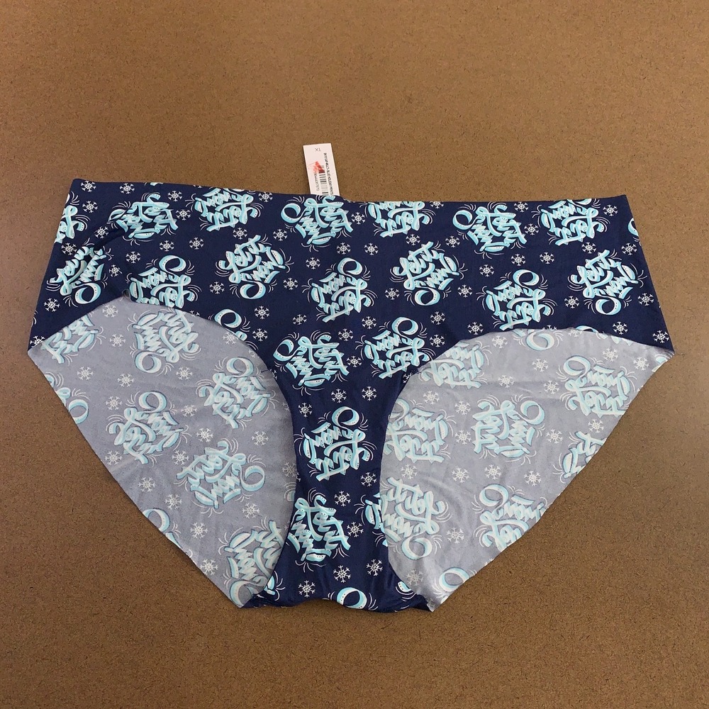 Adore Me Womens Size 1X Blue Let It Snow Holiday‎ Invisible Hipster Panty NWT